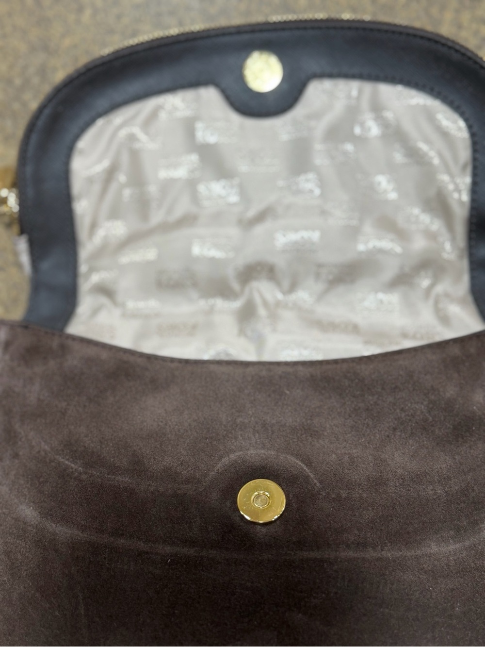 Michael Kors Brown Suede Crossbody with Snake-Print Flap - Picture 8 of 12